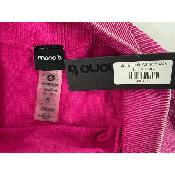 Mono B Women Small Pink Julia Athletic Legging Textured Casual Workout - Picture 5 of 8